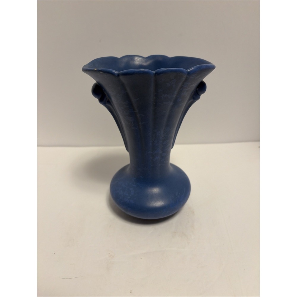 Vintage Niloak Pottery Vase Blue Matte Modeled Glaze Urn Style - Picture 3 of 9